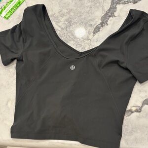 Lululemon Align T-shirt in the Grey Sage color and Nulu fabric